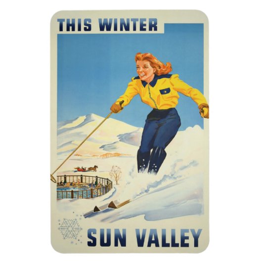 Sun Valley, Idaho Vintage Travel Magnet (Vertikal)