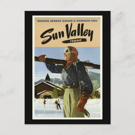 Sun Valley, Idaho, Vintage Travel Poster, Postkarte (Vorderseite)