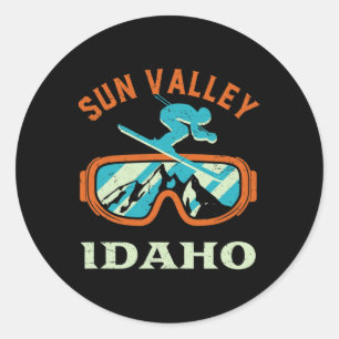 Sun Valley Idaho Vintages Retro-Skifahren und Snow Runder Aufkleber