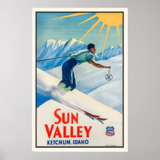 Sun Valley Ketchum Idaho USA Amerika Vintage-Ski Poster