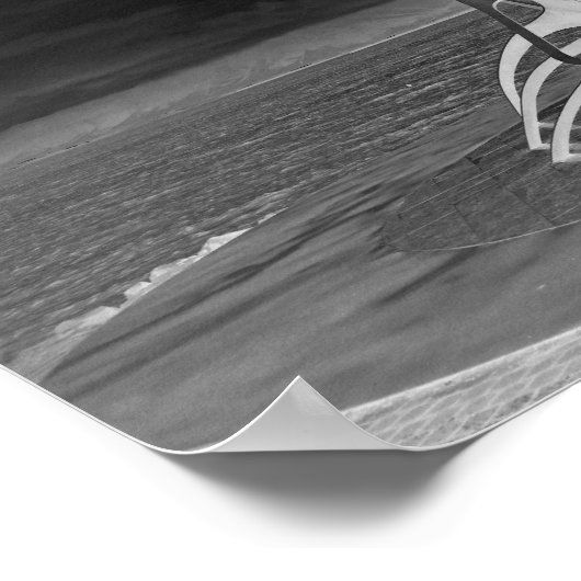 Sun Voyager Skulptur, Island, Umkehrbein B/W Poster (Ecke)