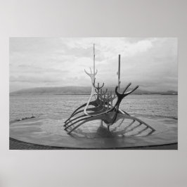 Sun Voyager Skulptur, Reykjavik, Island, B/W Poster