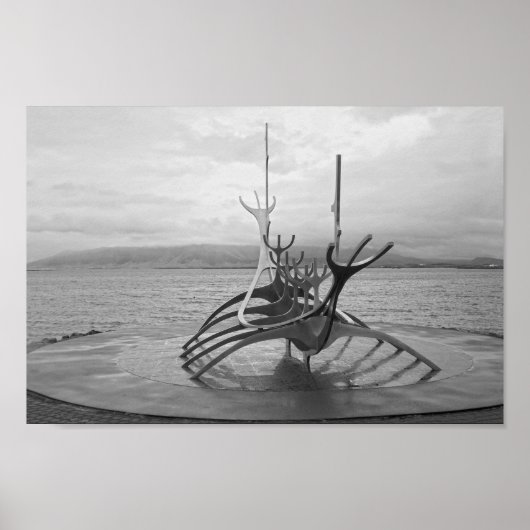 Sun Voyager Skulptur, Reykjavik, Island, B/W Poster (Vorne)