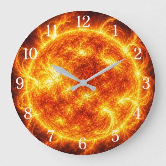 Sun Wall Clock — Space-Inspired Design Große Wanduhr (Vorderseite)