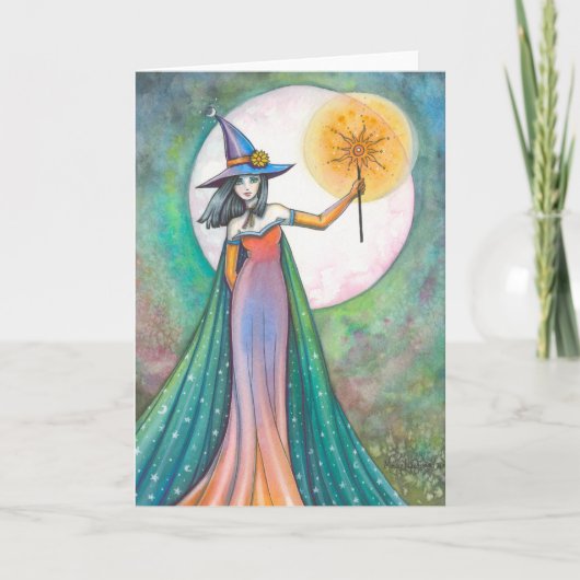 Sun Wand Witch Fantasy Art by Molly Harrison Karte (Vorderseite)