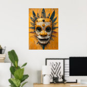 Sun Warrior Mask - mesoamerican Ritual Symbol Poster (Heimbüro)