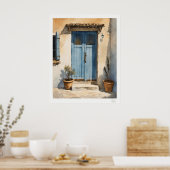 Sun-Washed Blue Village Door Oil Painting Poster (Küche)
