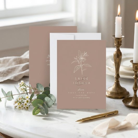 Sun-Washed Garden Wedding Rose Brown ID1283 Save The Date