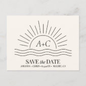 Sun & Waves Boho Beach Save the Date Postkarte (Vorderseite)