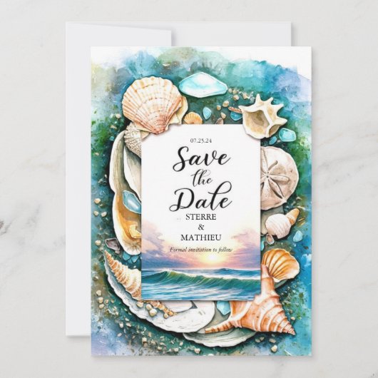Sun Whimsical Beach Wedding Save The Date (Vorderseite)