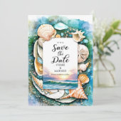 Sun Whimsical Beach Wedding Save The Date (Stehend Vorderseite)