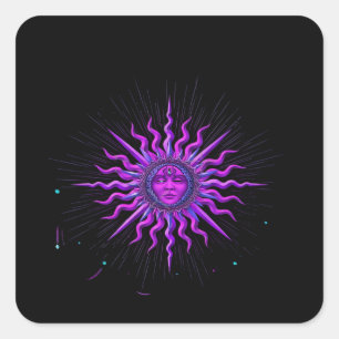 Sun - Whimsigoth Graphic Quadratischer Aufkleber