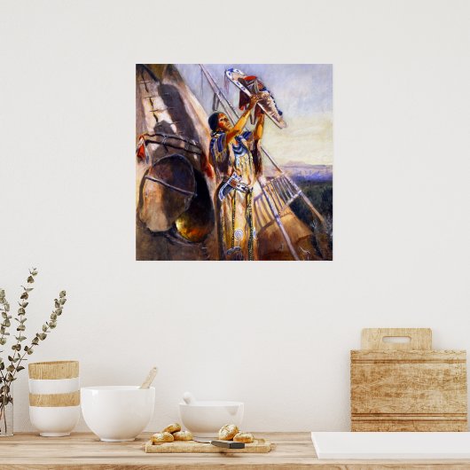 "Sun Worshiping in Montana" von Charles Russell Poster (Küche)