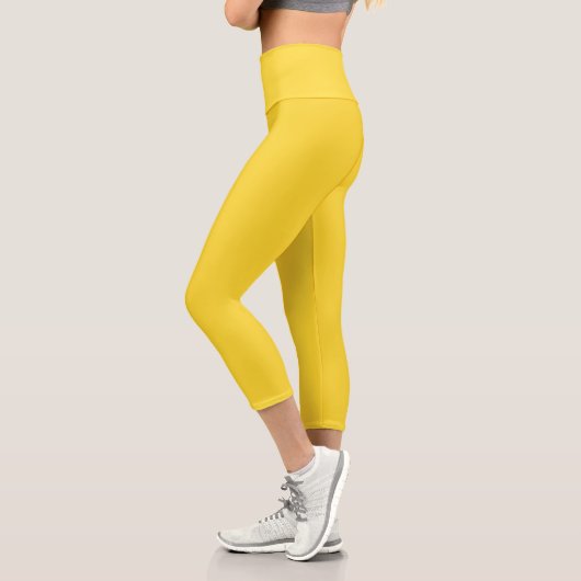 Sun Yellow Solid Color | Klassisches Elegant Capri Leggings (Links)