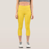 Sun Yellow Solid Color | Klassisches Elegant Capri Leggings (Vorderseite)