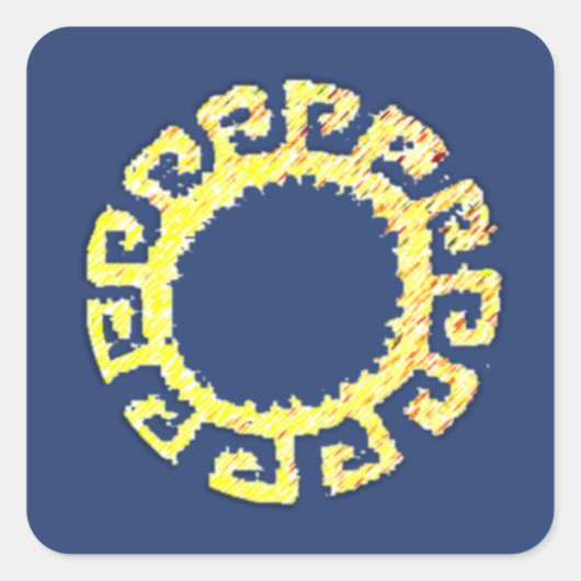 Sun zeichnend quadratischer aufkleber (Vorderseite)