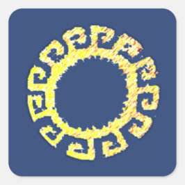 Sun zeichnend quadratischer aufkleber