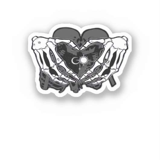 Sunand~1 - Skeleton Herz Hände Aufkleber (Vorderseite)