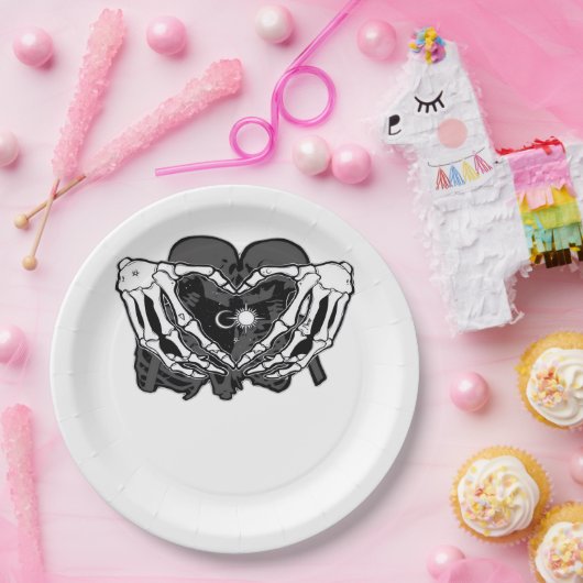 Sunand~1 - Skeleton Herz Hände Pappteller (Party)