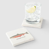 Sunapee Forelle-Fische Steinuntersetzer (Seitenansicht)