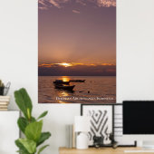 Sunbeam Sunset Rays Floating Boats Sea Twilight Poster (Heimbüro)