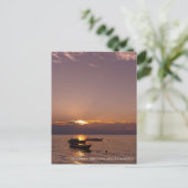 Sunbeam Sunset Rays Floating Boats Sea Twilight Postkarte (Stehend Vorderseite)