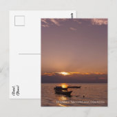Sunbeam Sunset Rays Floating Boats Sea Twilight Postkarte (Vorne/Hinten)