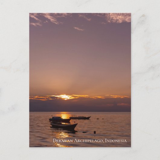 Sunbeam Sunset Rays Floating Boats Sea Twilight Postkarte (Vorderseite)