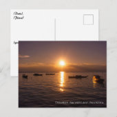 Sunbeam Sunset Rays Floating Boats Sea Twilight Postkarte (Vorne/Hinten)