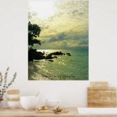 Sunbeam Sunset Sky Beach Twilight Travel Indonesie Poster (Küche)