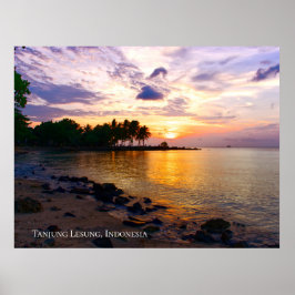 Sunbeam Sunset Sky Beach Twilight Travel Silhoutte Poster