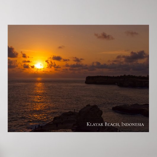 Sunbeam Sunset Sky Ocean Rocks Twilight Poster (Vorne)
