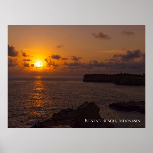 Sunbeam Sunset Sky Ocean Rocks Twilight Poster (Vorne)