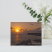 Sunbeam Sunset Sky Ocean Rocks Twilight Postkarte (Stehend Vorderseite)