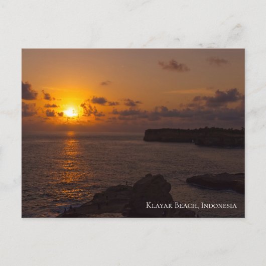 Sunbeam Sunset Sky Ocean Rocks Twilight Postkarte (Vorderseite)