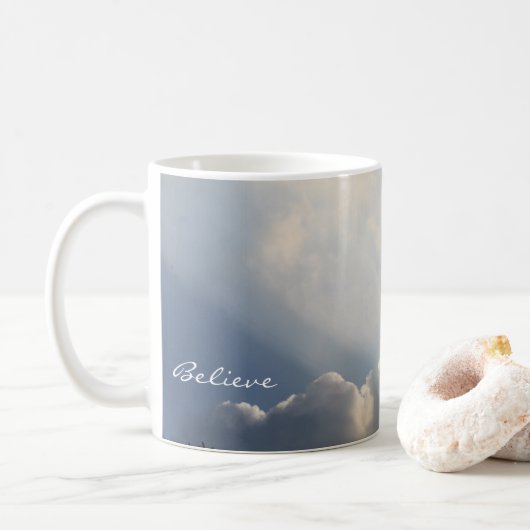 Sunbeam White Clouds Inspirational Glaube Kaffee Kaffeetasse (Mit Donut)