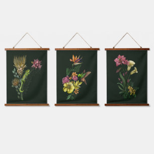 Sunbird Frog und Chameleon Tropical African Art Wandteppich Mit Holzrahmen