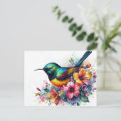 Sunbird Watercolor Art Postkarte (Stehend Vorderseite)