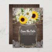 Sunblumen Daisies Mason Jar Sparkle Save the Date Ankündigungspostkarte (Vorne/Hinten)