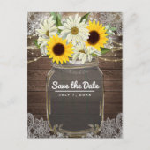 Sunblumen Daisies Mason Jar Sparkle Save the Date Ankündigungspostkarte (Vorderseite)