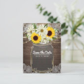 Sunblumen Daisies Mason Jar Sparkle Save the Date Ankündigungspostkarte (Stehend Vorderseite)