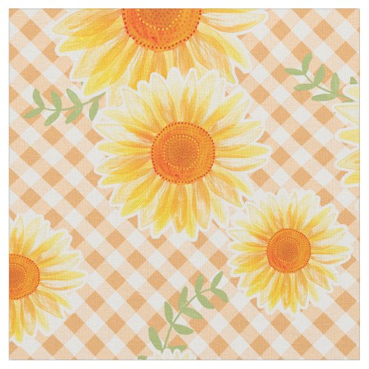 Sunblumen Gingham Stoff (Nahaufnahme)