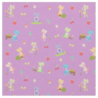 Sunbonnet Sue Garening Bias Violet Gingham Stoff
