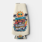 Sunburned Salty and Happy – Retro Beach Vibes Flaschenkühler (Vorderseite)