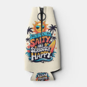 Sunburned Salty and Happy – Retro Beach Vibes Flaschenkühler (Rückseite)