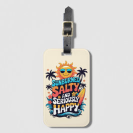 Sunburned Salty and Happy – Retro Beach Vibes Gepäckanhänger