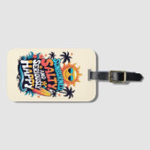 Sunburned Salty and Happy – Retro Beach Vibes Gepäckanhänger (Vorderseite (Horizontal))