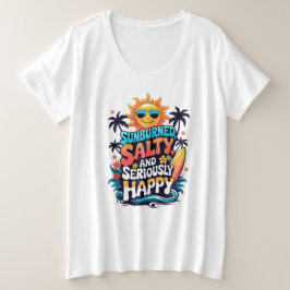 Sunburned Salty and Happy - Retro Beach Vibes Große Größe T-Shirt