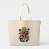 Sunburned Salty and Happy – Retro Beach Vibes Jumbo Stoffbeutel (Rückseite)