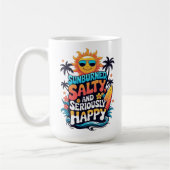 Sunburned Salty and Happy – Retro Beach Vibes Kaffeetasse (Links)